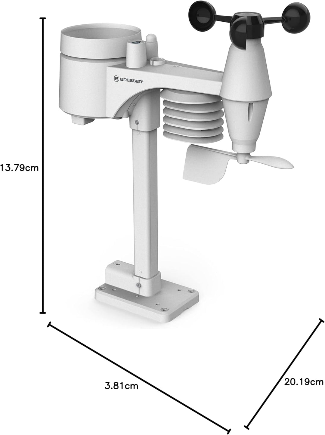 Bresser WLAN Wetterstation Profi-WSC mit 7-in-1-Sensor, Farbdisplay schwarz, Alarmfunktion, für Wett