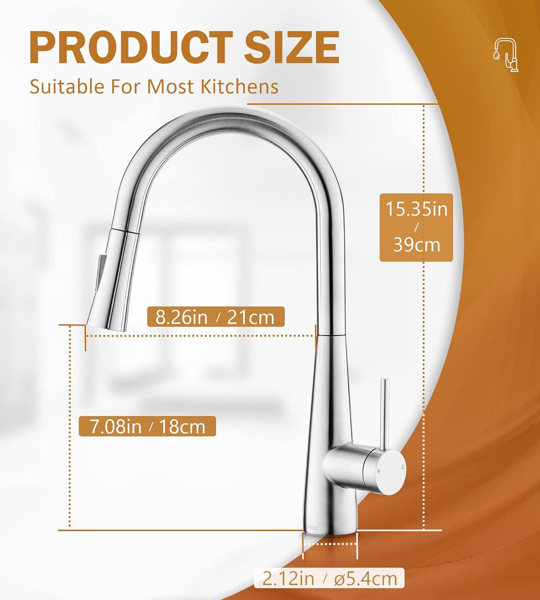 Tohlar Wasserhahn Küche Ausziehbar, Einhand Küchenarmatur Edelstahl Hochdruck Spültischarmatur 360°