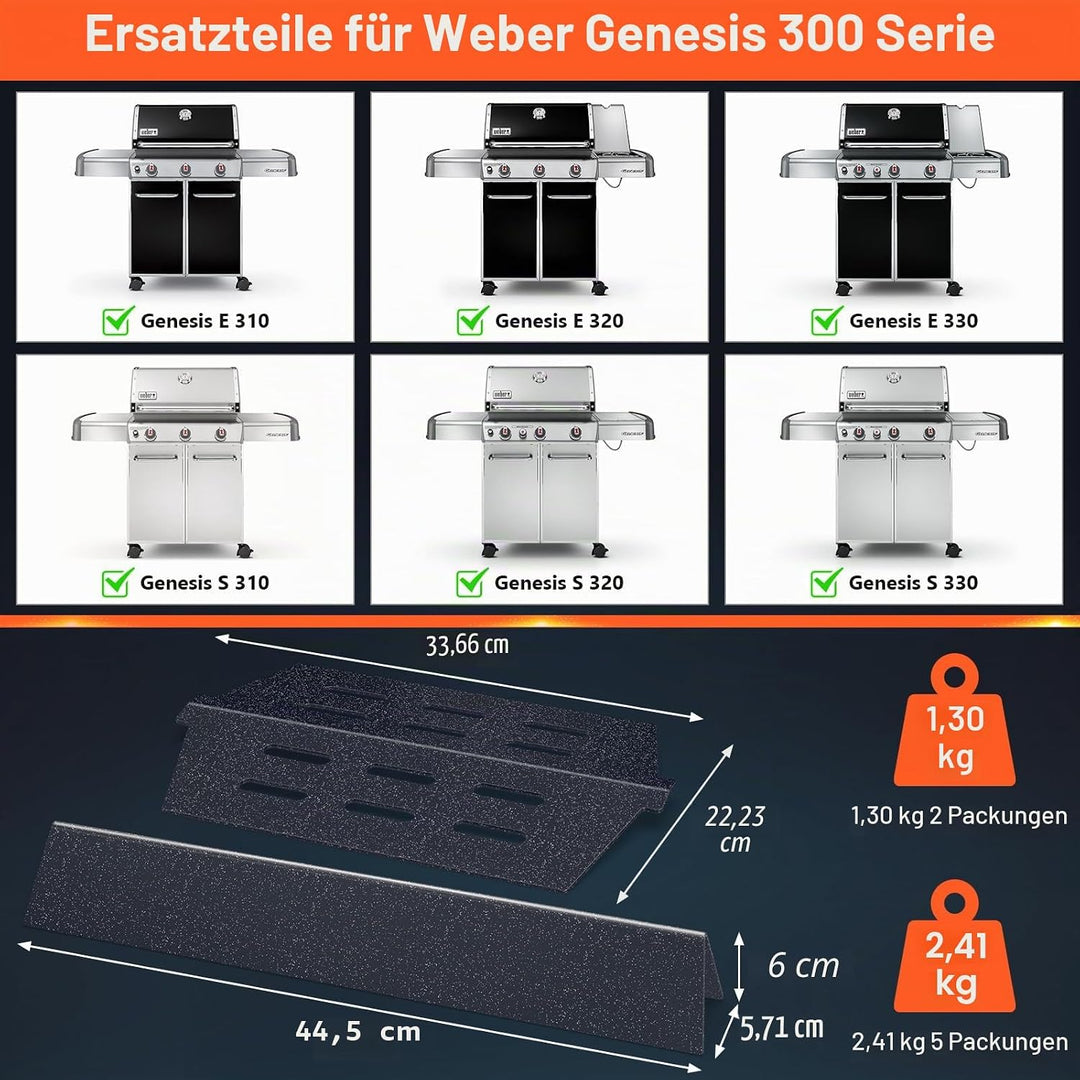 QuliMetal Genesis Grillteile für Weber Genesis 300 Serie Grills mit vorderen Bedienknöpfen, Genesis