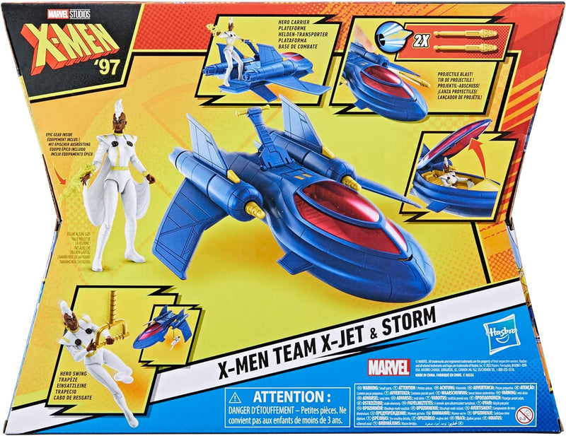 Marvel F7974 Studios 97, X-Men Team X-Jet und 10 cm grosse Sturmfigur, Superhelden-Spielzeug und Act