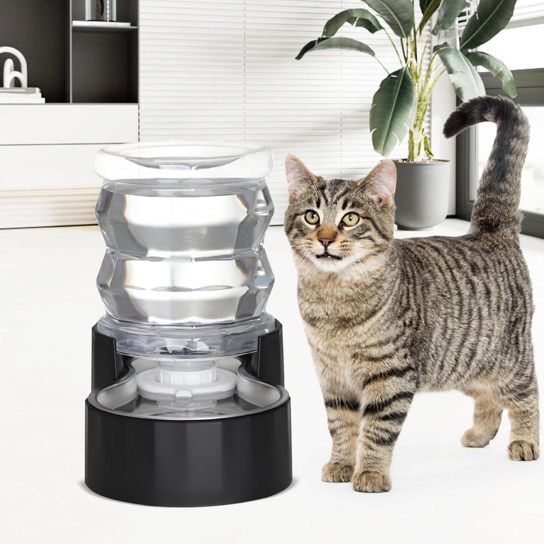 Sfozstra Automatischer Wasserspender durch Schwerkraft für Katzen: Edelstahl-Wassernapf schwarz 4 l,