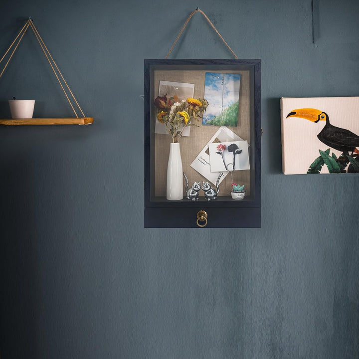 FramePro 30x40 3D Bilderrahmen mit Schubladen zum Befüllen, Holz Tiefer Rahmen mit Echtglas für Obje
