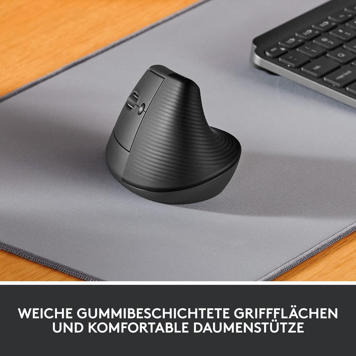 Logitech Wireless Ergonomical Mouse - Left Handed, Bluetooth, Grau, Linkshänder Grau Linkshänder Mau