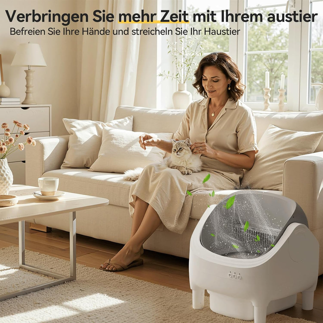 JUMMICO Selbstreiniger Katzenmüllkasten, Top Open Design, XXL Müllschalen für 15 kg Katzen, App Cont