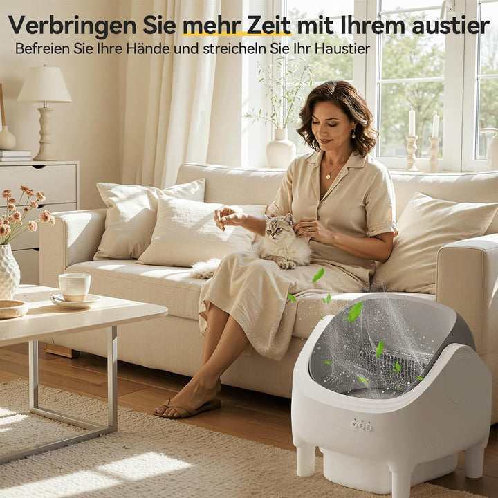 JUMMICO Selbstreiniger Katzenmüllkasten, Top Open Design, XXL Müllschalen für 15 kg Katzen, App Cont
