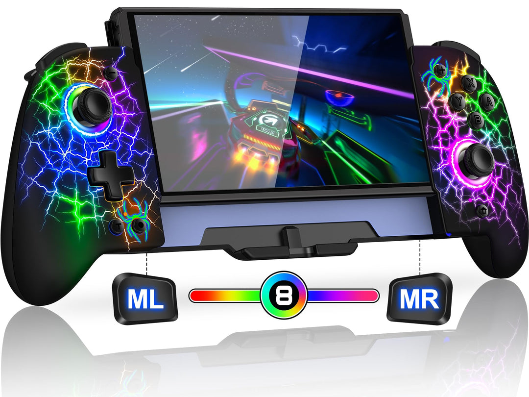 ALEEMTRY Switch Controller, Wireless Pro Controller Switch für Handheld-Modus mit Turbo/1000mAh/Prog
