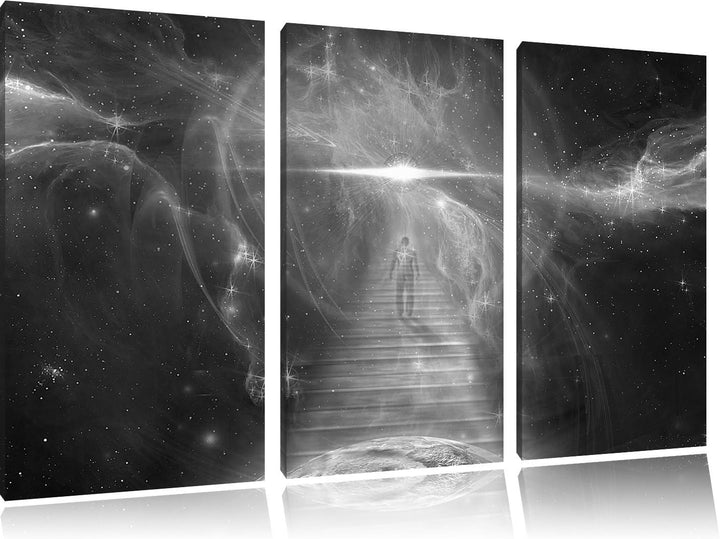 Pixxprint Treppe in die Galaxis als Leinwandbild/Grösse: 3 Teilig (120x80 cm) cm/Wandbild/Kunstdruck