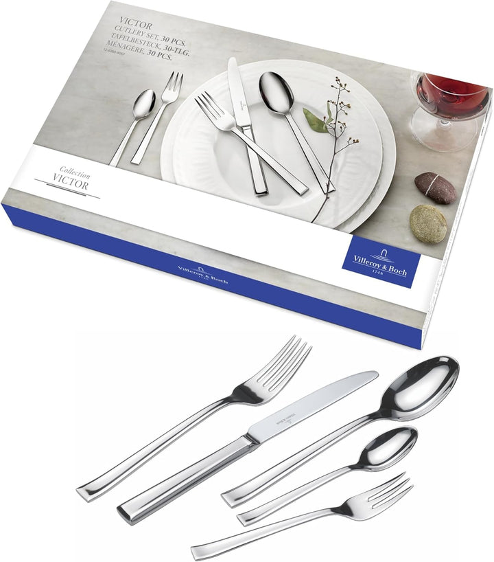 Villeroy &amp; Boch – Victor Tafelbesteck 60 Teilig, Besteckset Für 12 Personen, Spülmaschinenfest, Rost