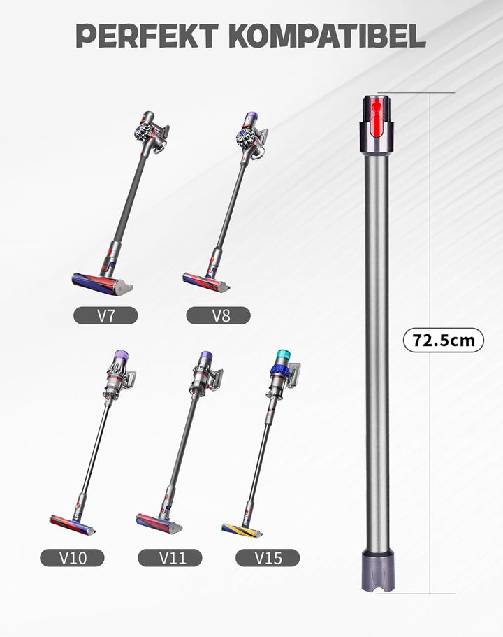 Verlängerungsrohr für Dyson V7 V8 V10 V11 V15 –Ersatz-Rohr aus Aluminium, Schnellverschluss, Robust