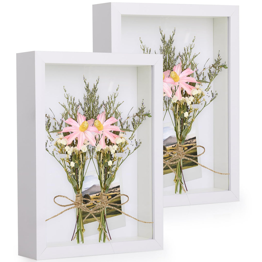 2er 3D Bilderrahmen zum Befüllen, A4 3D Bilderrahmen Tiefer Objektrahmen 20 x 30 cm mit Transparente