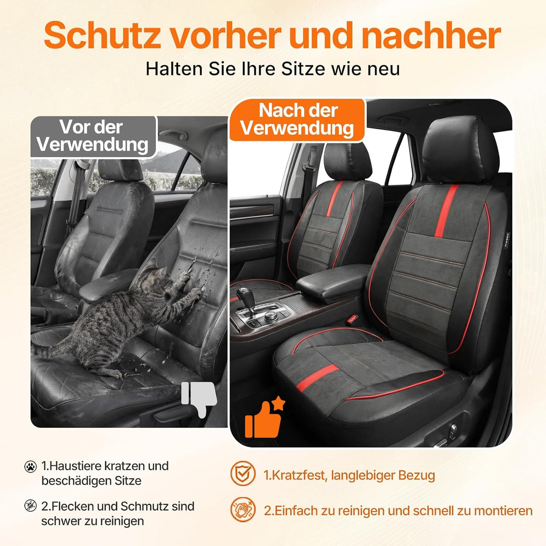 TOYOUN Klassische Vordersitzbezüge, aus PU-Leder, Paar Vordersitzbezüge, universell, Airbag-kompatib