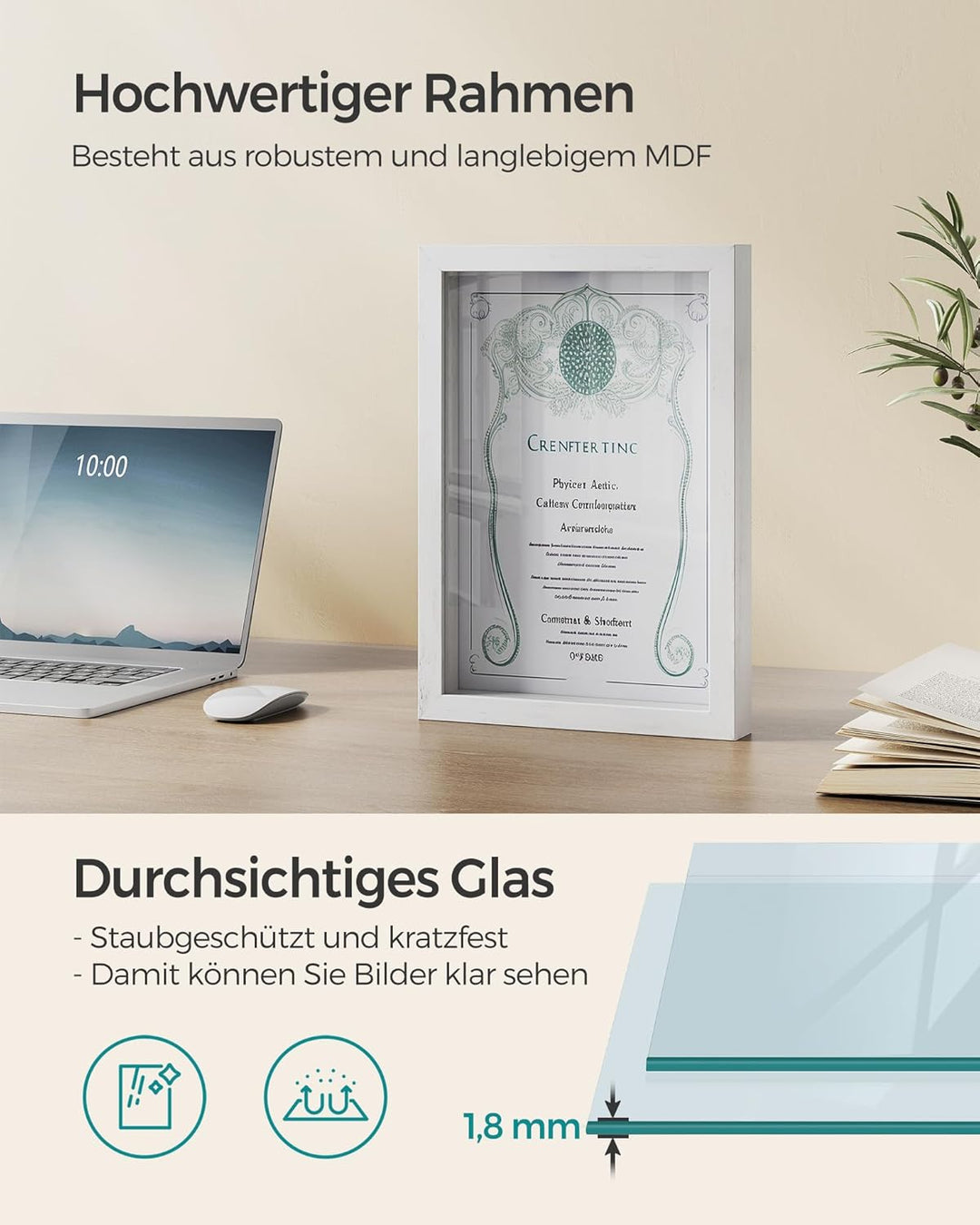 SONGMICS Bilderrahmen, 6 Passepartouts, 2er Set Fotorahmen zum Befüllen, 8 Stecknadeln, Collage für