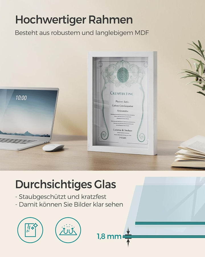 SONGMICS Bilderrahmen, 6 Passepartouts, 2er Set Fotorahmen zum Befüllen, 8 Stecknadeln, Collage für