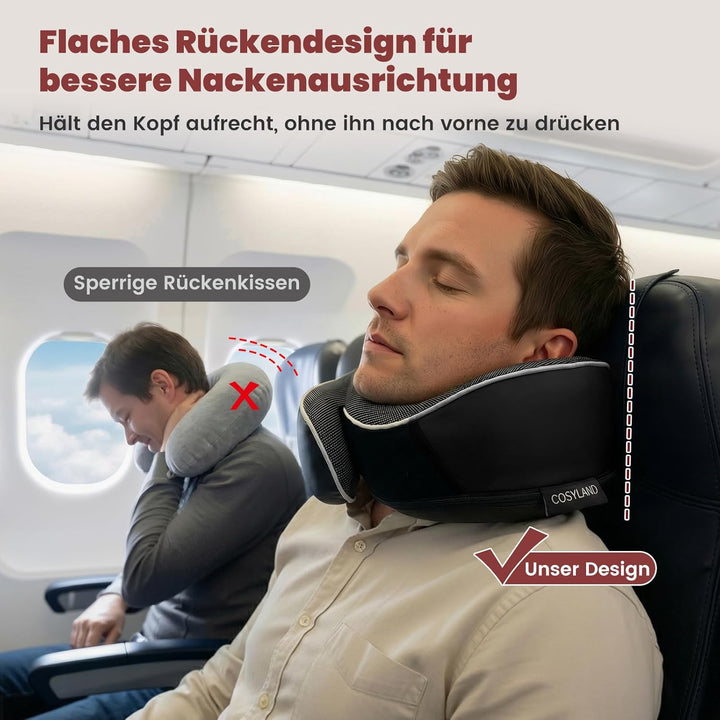 COSYLAND Nackenkissen Flugzeug & Auto - 360° Support Memory Foam Reisekissen Verstellbar - Ergonomis
