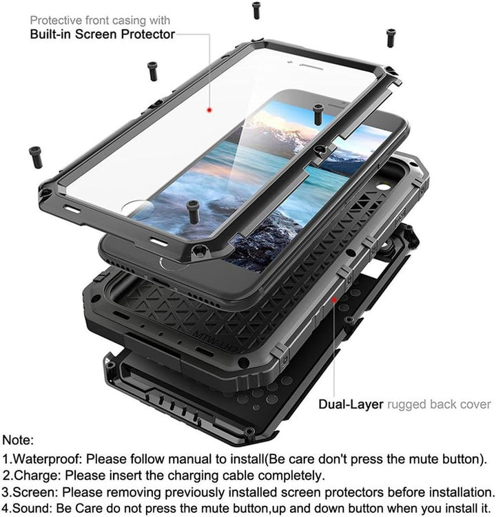 Beeasy für iPhone 8/7 Hülle, iPhone SE 2020/2022 Hülle Wasserdicht Outdoor Stossfest Handyhülle Mili