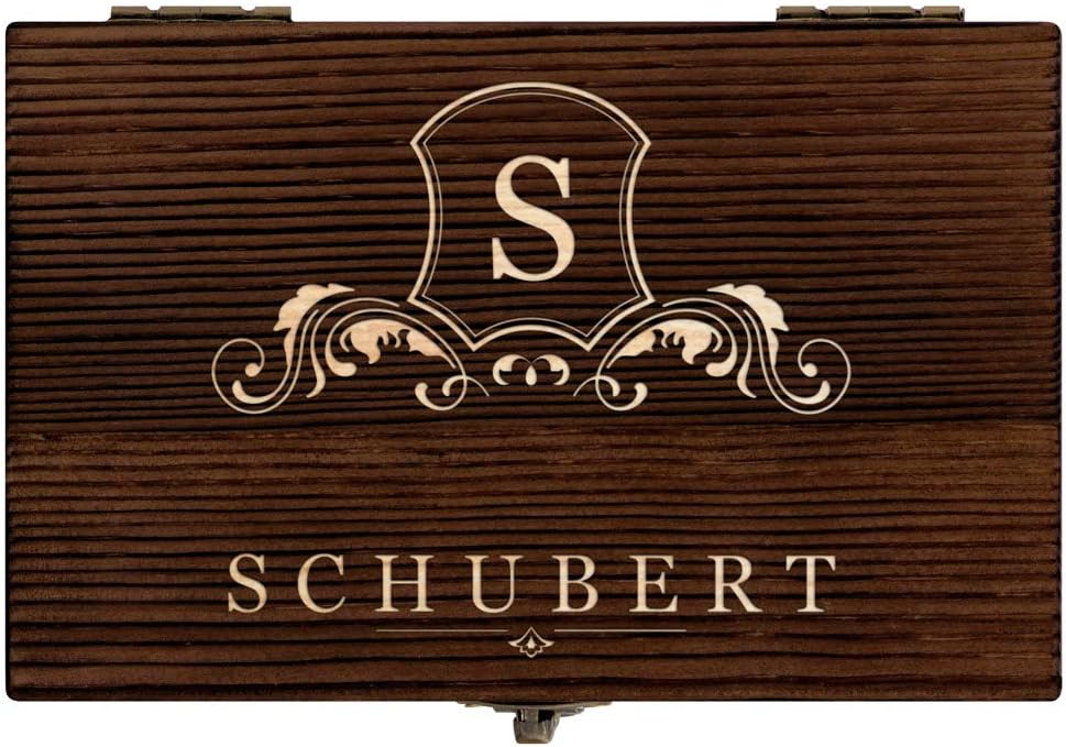 Maverton Whisky Steine Set - in Holzbox mit Gravur - 6 Eiswürfel + Zange + Velourbeutel - wiederverw