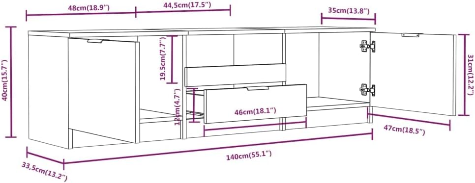 vidaXL TV-Schrank Weiss 140x35x40 cm Holzwerkstoff