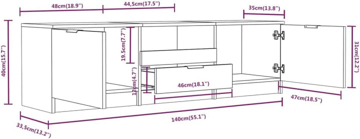 vidaXL TV-Schrank Weiss 140x35x40 cm Holzwerkstoff