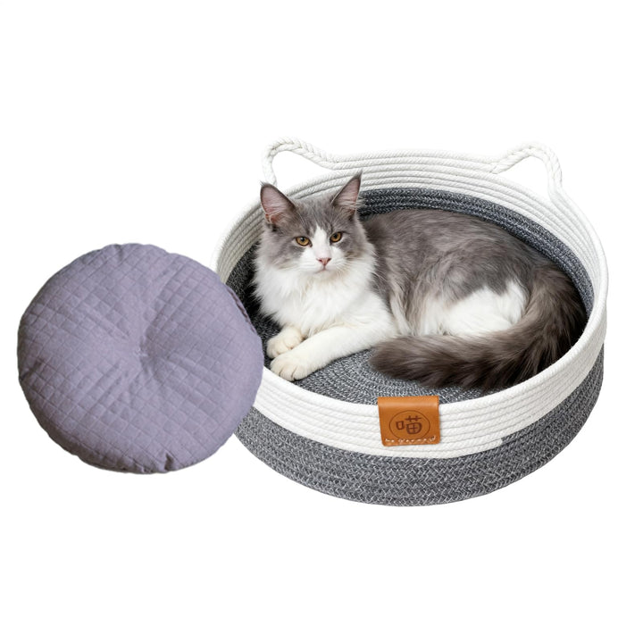 Bett Für Katzen,Waschbares Nest Mit Matte - Schlafbett Und Runder Katzenkorb,für Indoor e Alle Jahre