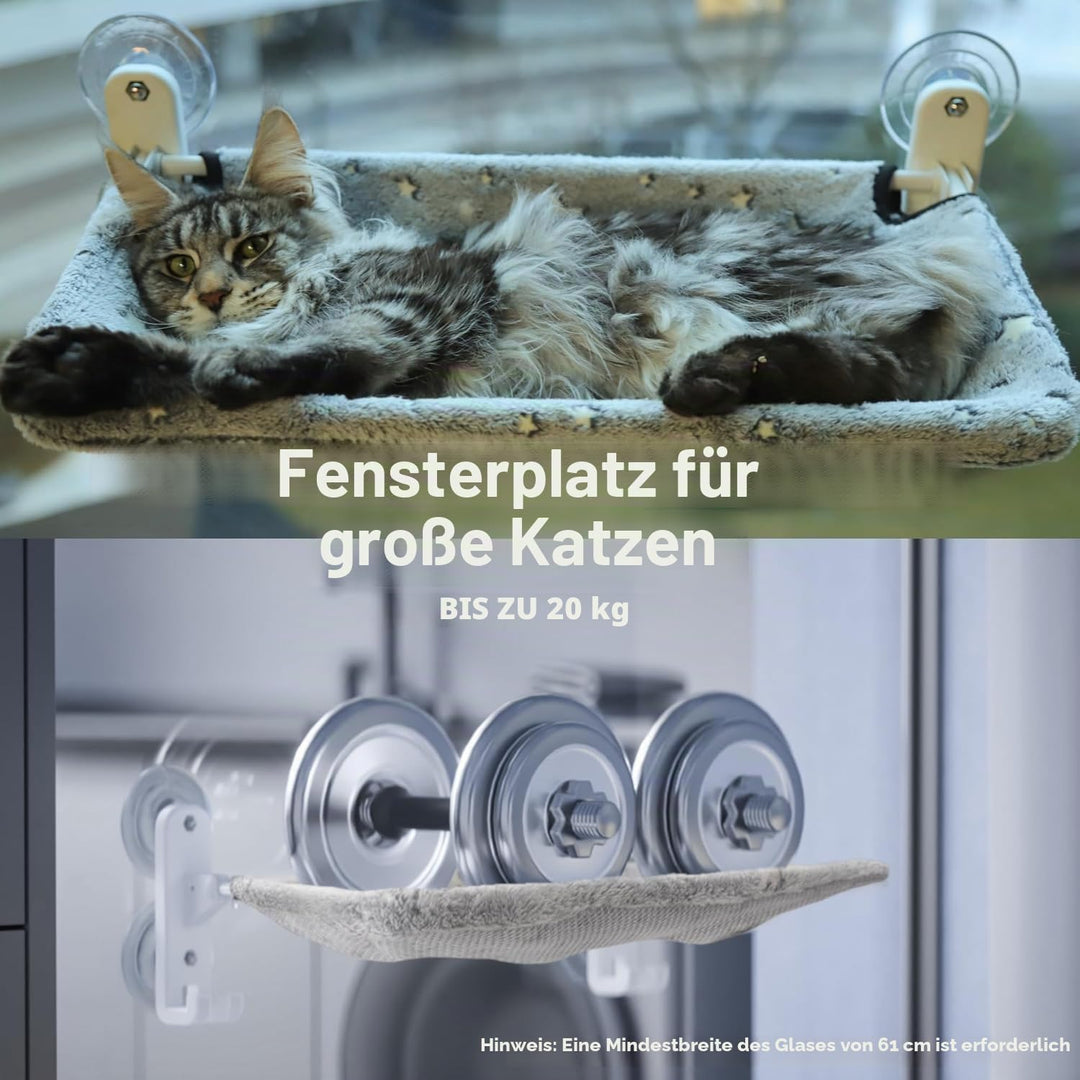 Kabelloser Katzensitz am Fenster f¨¹r gro?e Katzen, Leuchtender Katzensack am Fenster mit Haken-Desi