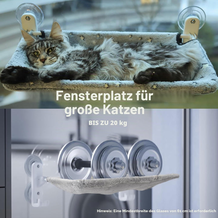 Kabelloser Katzensitz am Fenster f¨¹r gro?e Katzen, Leuchtender Katzensack am Fenster mit Haken-Desi