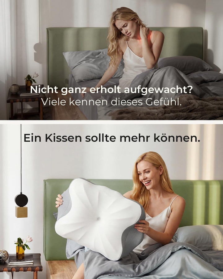 Ergonomisches Nackenkissen, 2-Höhen Memory Foam Hellgrau Standard, Hellgrau Standard