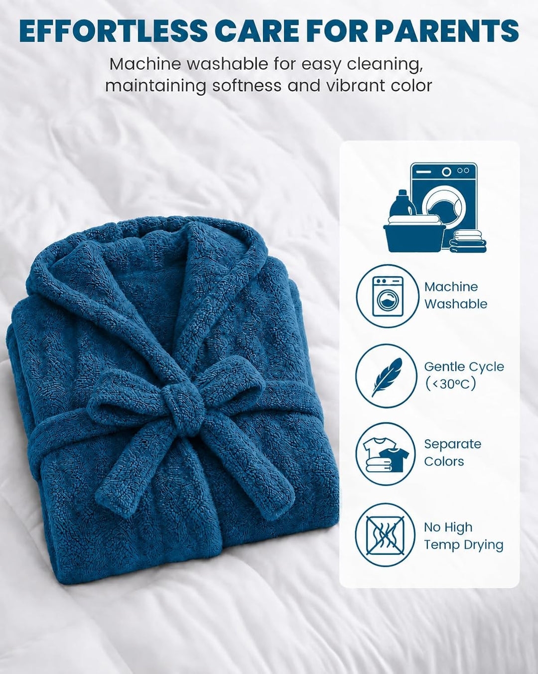 JiAmy Kinder Fleece Bademantel mit Kapuze 10-12 Jahre Marineblau, 10-12 Jahre Marineblau