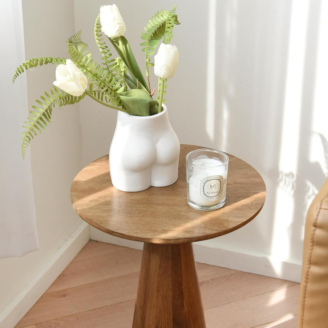 Beistelltisch Rund, Beistelltisch Holz Natur, Couchtisch Klein Rund für Wohnzimmer, Runder Beistellt