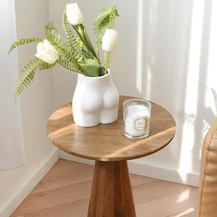 Beistelltisch Rund, Beistelltisch Holz Natur, Couchtisch Klein Rund für Wohnzimmer, Runder Beistellt