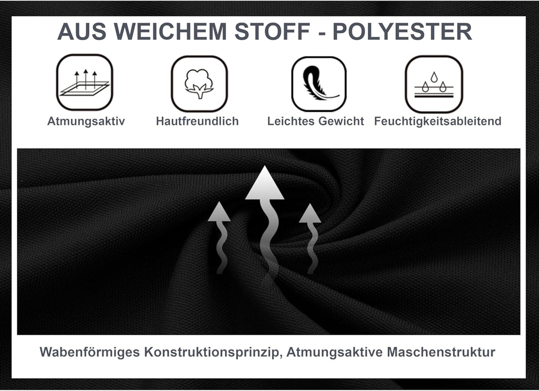 Poloshirt Herren mit Zipper Kurzarm Basic Polo Hemd Schnelltrocknend Golf T-Shirts Sport Atmungsakti