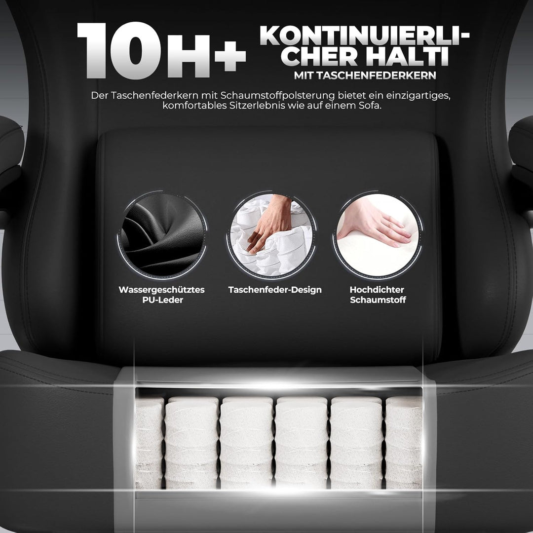 GTPLAYER Gaming Stuhl, Atmungsaktiver Bürostuhl,bürostuhl ergonomisch,Hochwertiger - Kunstleder, Erg