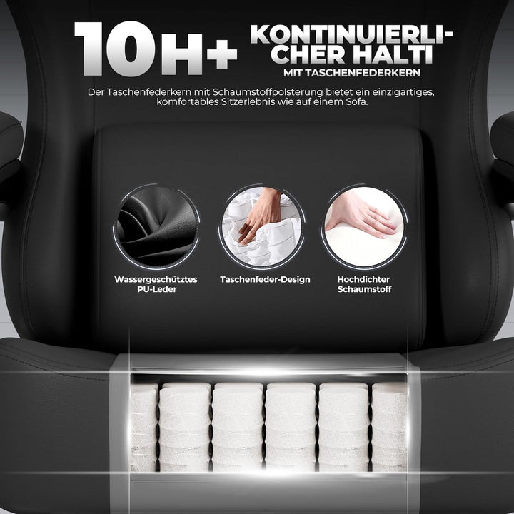 GTPLAYER Gaming Stuhl, Atmungsaktiver Bürostuhl,bürostuhl ergonomisch,Hochwertiger - Kunstleder, Erg