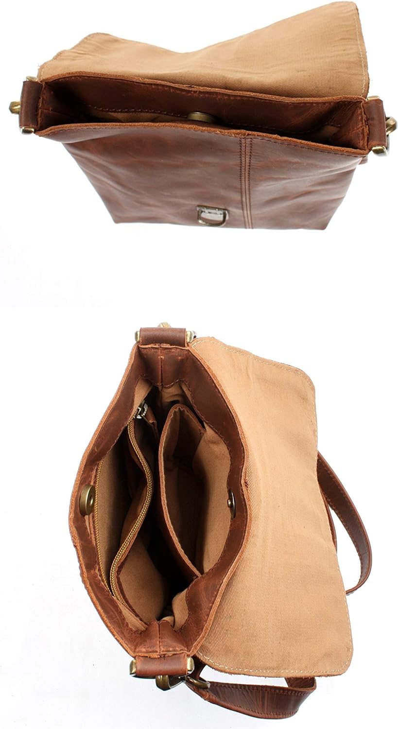 LECONI kleine Umhängetasche Damentasche Herrentasche Ledertasche für Damen + Herren Tasche aus Leder