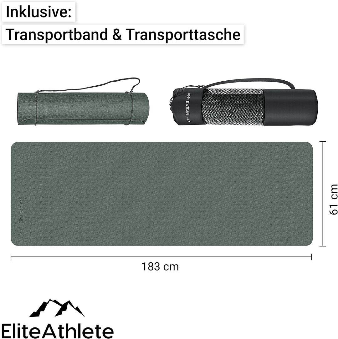 EliteAthlete Yogamatte - Sportmatte - Fitnessmatte - Gymnastikmatte gepolstert &amp; rutschfest für Fitn