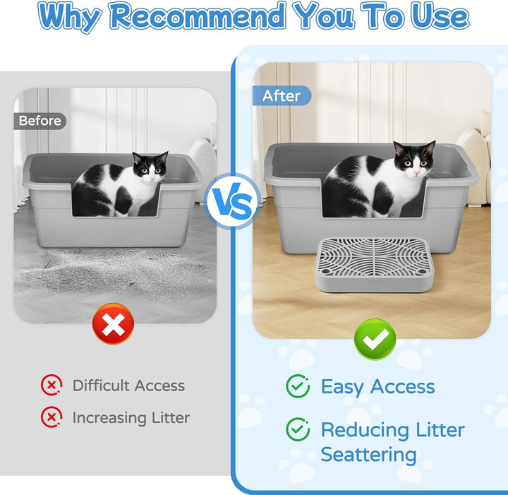 Kalolary 2 Packung Katzenstreu-Rampe mit Filtersystem – rutschfeste Treppe für Katzentoilette, Litte