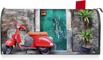 banjado® Amerikanischer Briefkasten - US Mailbox/Letterbox mit Motiv Rote Vespa 51x22x17cm - Postkas