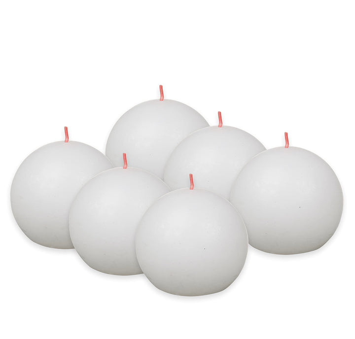 Bolsius Rustik Kugelkerze - Weiss - 6 Stück - Ø 7.6 cm - Dekorative Kerze - Länge Brenndauer 25 Stun