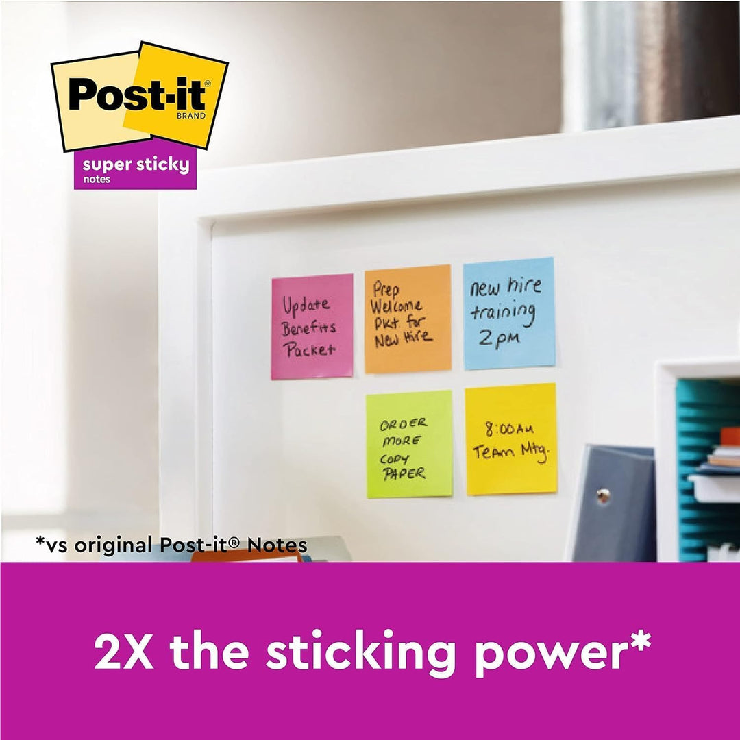 Post-it Super Sticky Notes Carnival Collection, Vorteilspackung mit 12 Blöcken, 90 Blatt pro Block,