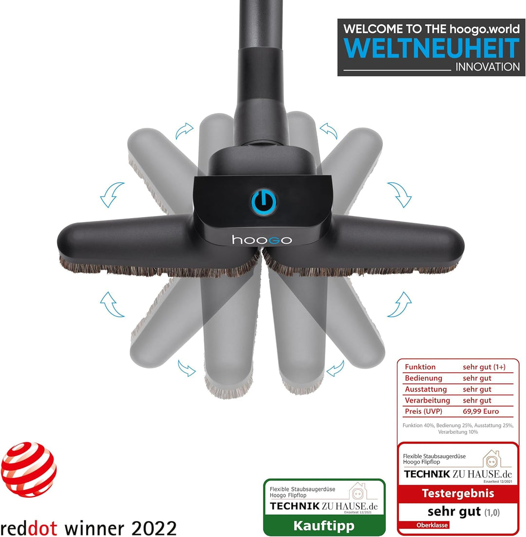 HOOGO® flipflop Universal Staubsauger Bodendüse flex - passend für alle runden 35/32mm Staubsaugerro