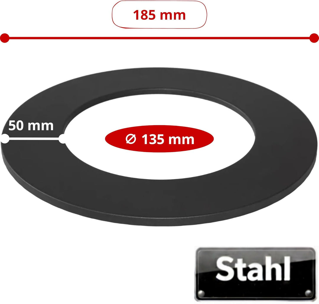 Abdeckrosette für Rauchrohr 130 mm Schwarze Dekorative Blende für Kamin Ofen und Abgassystem Metallr