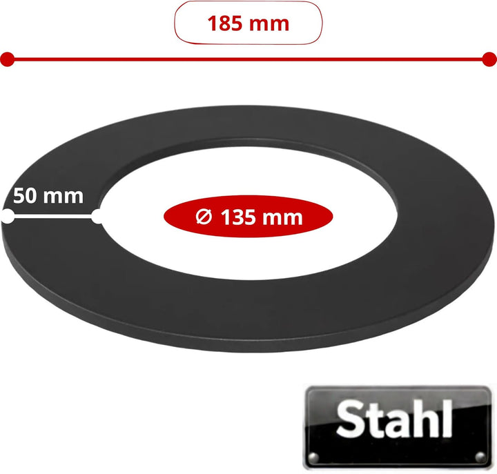 Abdeckrosette für Rauchrohr 130 mm Schwarze Dekorative Blende für Kamin Ofen und Abgassystem Metallr