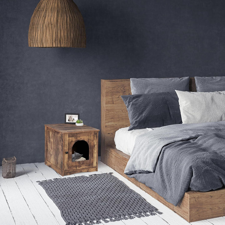 Relaxdays Katzenschrank für Katzentoilette, Tür mit offenem Eingang, Industrial-Stil, HBT 50x48x50 c