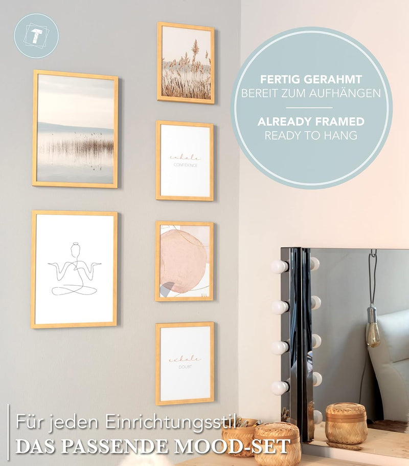 Papierschmiede® Mood Poster Set Yoga, Bilder Set mit Rahmen (Farbe wählbar) Wohnzimmer Deko Modern,