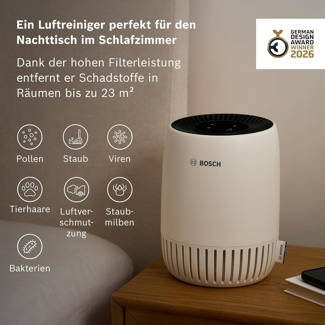 Bosch Air 500 Luftreiniger - Für Räume bis zu 20 m² - Entfernt effizient Schadstoffe - Mit 2-in-1 Lu