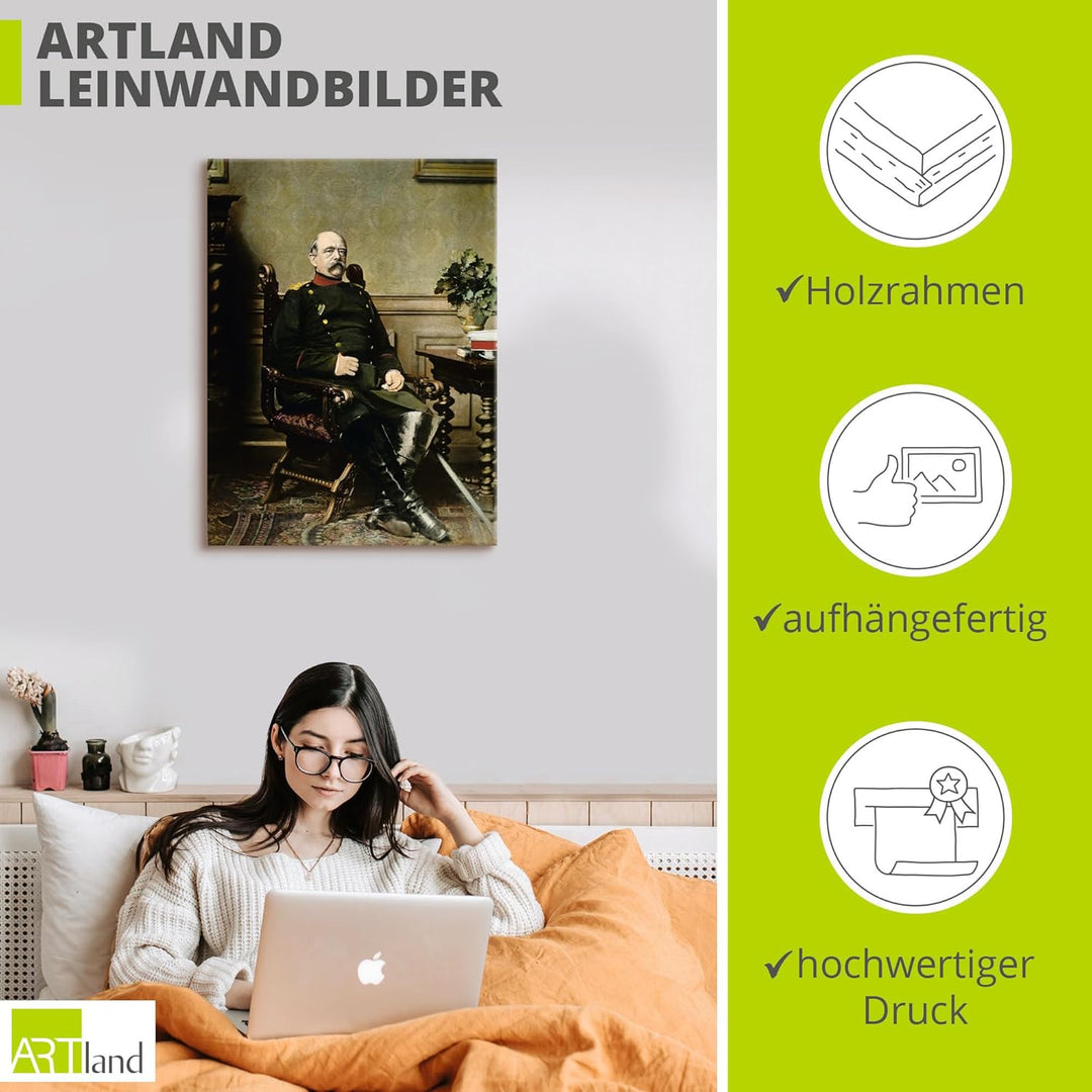 ARTland Leinwandbilder Wandbild Bild auf Leinwand 45 x 60 cm Wanddeko Schreibtisch Blumen Arrangemen