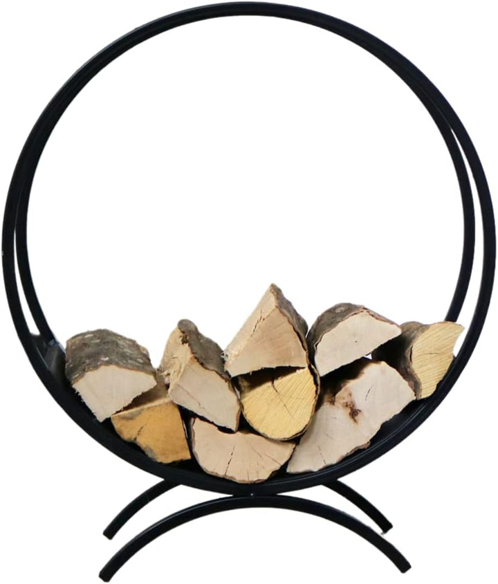 holz4home® Brennholzregal/Kaminholzständer rund I Pulverbeschichtetes Stahlprofil I Farbe: Schwarz M
