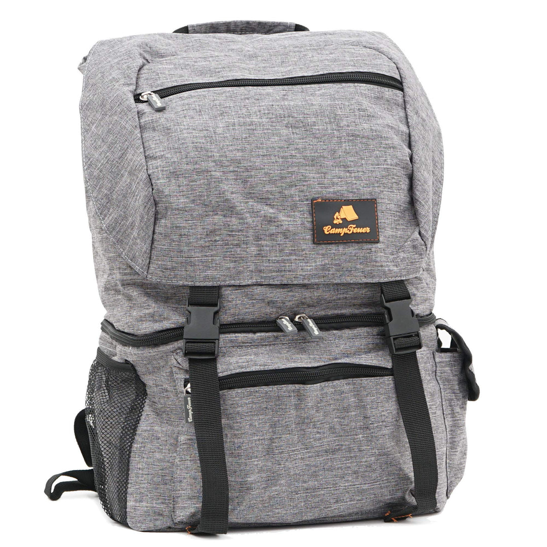 CampFeuer Rucksack mit Kühlfach | grau | 20 Liter Isoliertasche für BBQ, Camping, Strand und Outdoor