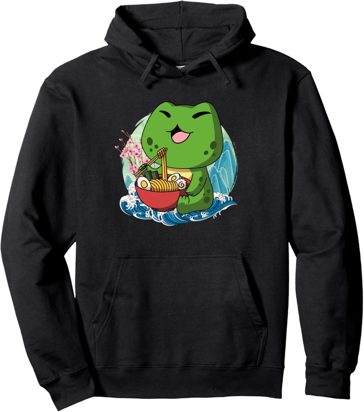 Ramen Frosch, japanische Riesenwelle, Kanagawa Pullover Hoodie