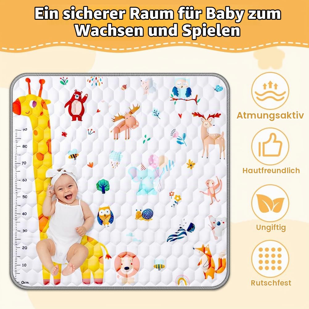 Aolso Baby Spielmatte, 127x127 cm Baby Krabbelmatte, Baby Faltbare Spielmatte, Krabbeldecke für Baby