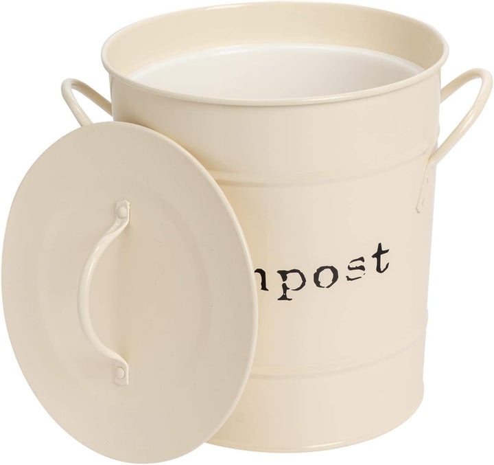 Harbour Housewares 1x cremefarbener Kompostbehälter für die Küche im Innenbereich - Aufbewahrungsbeh